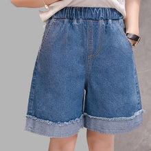 Load image into Gallery viewer, 2018 Summer New Arrival Plus Size 5XL Women's Jeans Knee-Length shorts High Waist Pocket Cuffs Drawstring Loose Trousers B85109X