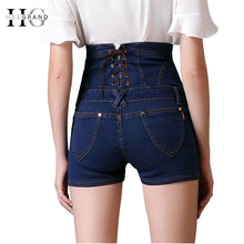 Load image into Gallery viewer, HEE GRAND Plus Size 5XL Shorts for Students Denim Shorts 2018 Summer Butt lift Short Pants High Waist Lace-up Short Jeans WKD588
