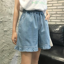 Load image into Gallery viewer, Plus Size 5XL 2019 Summer  Women's Shorts  Jeans High Waist With Pockets Straight Leg Blue Jeans Elastic Waist Trousers B85102X